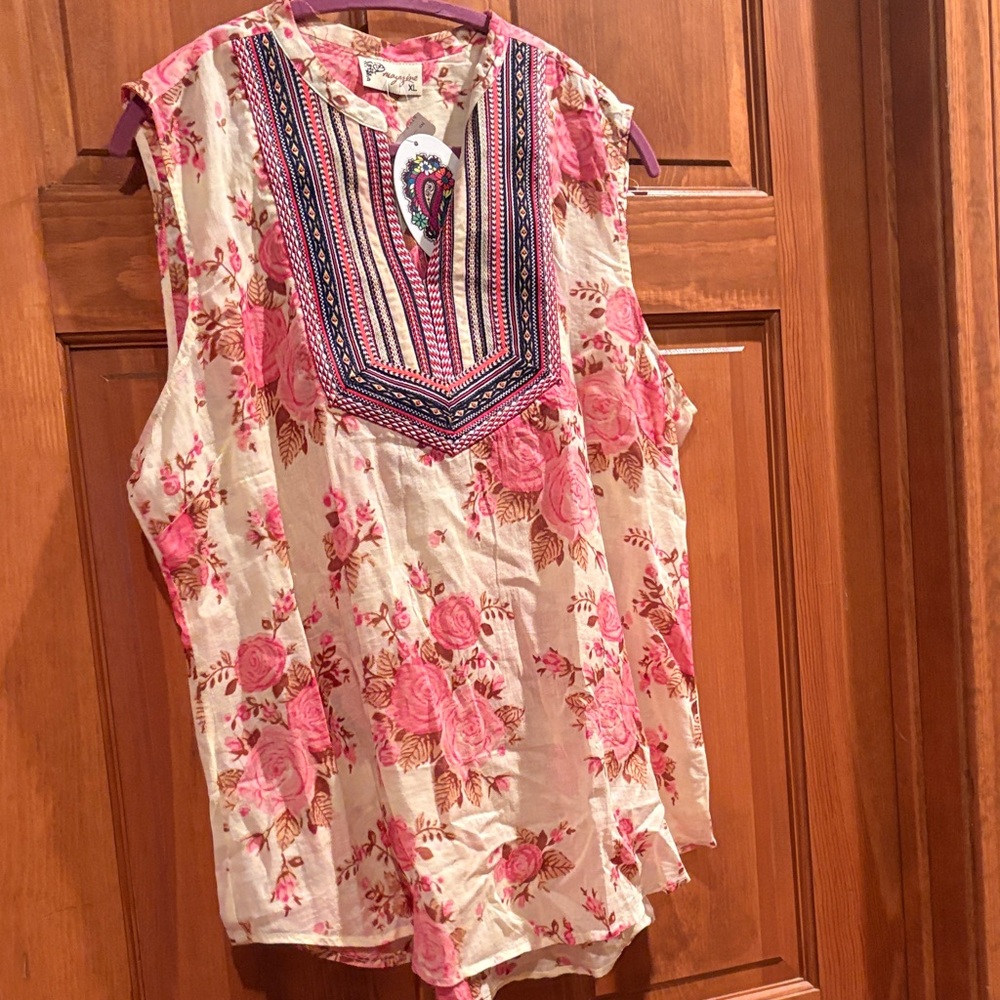 Fashion Magazine Floral Blouse - Pink and Cream